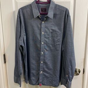 Untuckit Men's Blue Gray 100% Cotton Long Sleeve Button Down Dress Shirt XL Fall